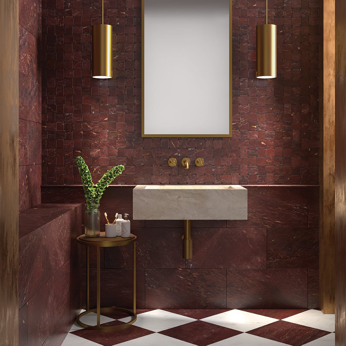 checkerboard shower floors