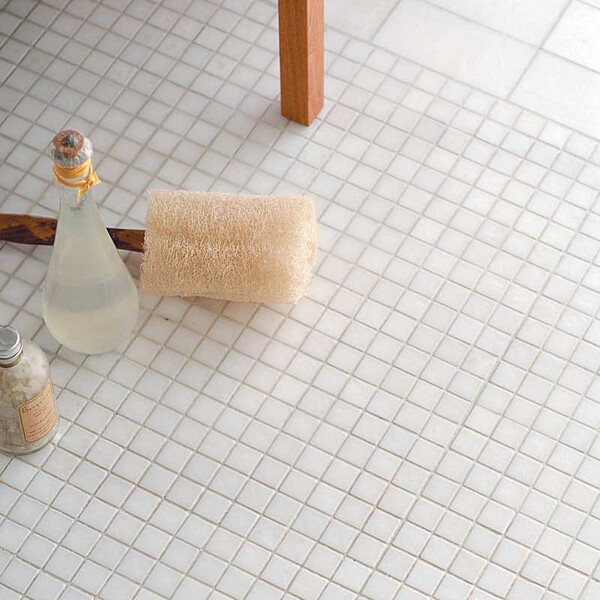 white nonslip marble mosaic bathroom flooring