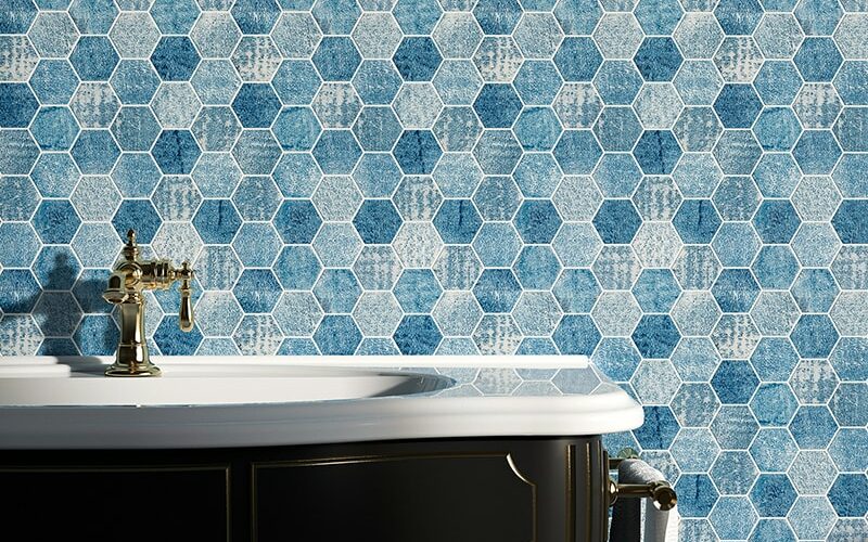 blue geometric tile