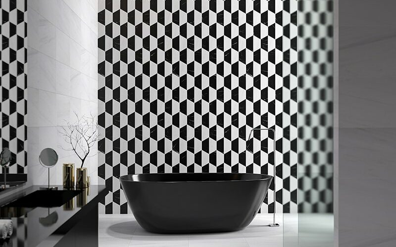 black and white geometric tile