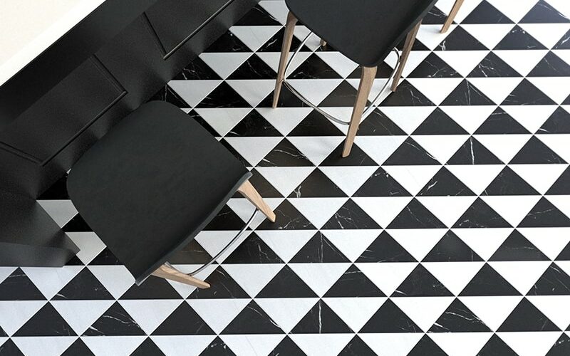geometric black and white tiles