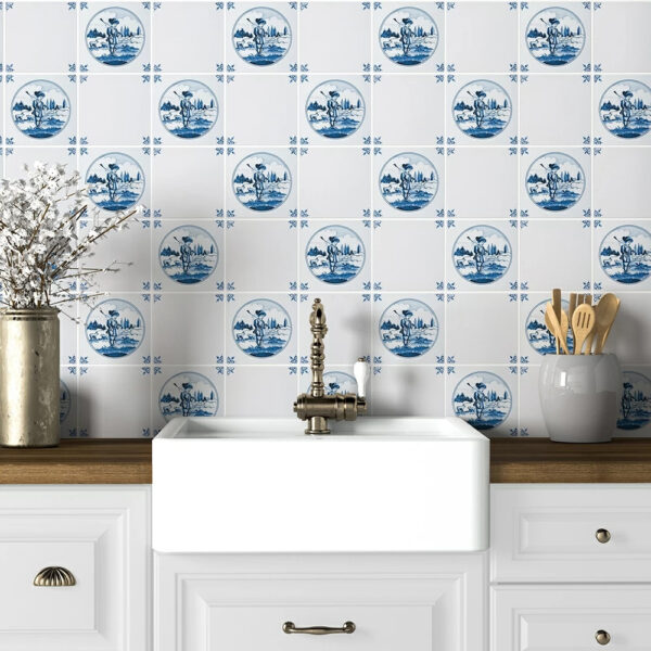 white ceramic tile blue