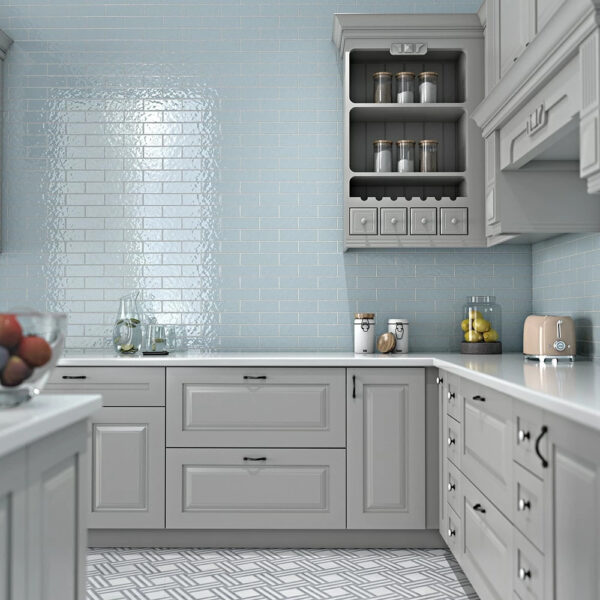 brick wall kitchen tile blue