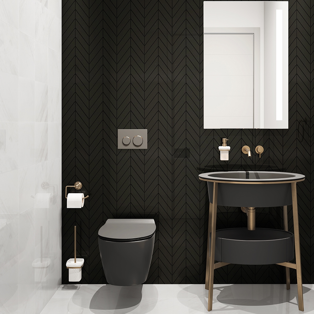 Black accessories for an aesthetic but bright bathroom