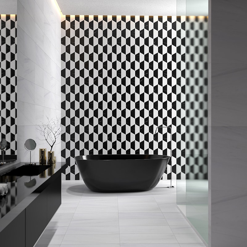 Black and white bathroom tile