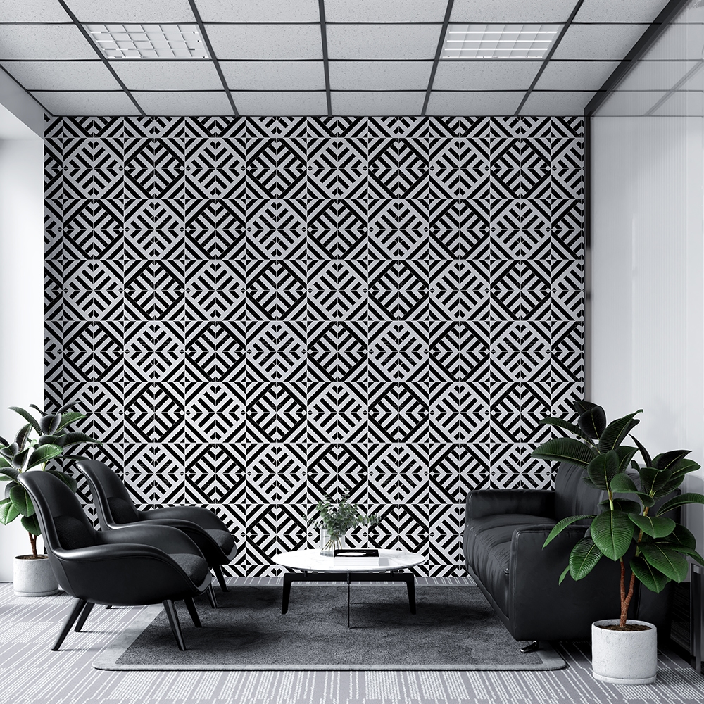 black and white patterned tile