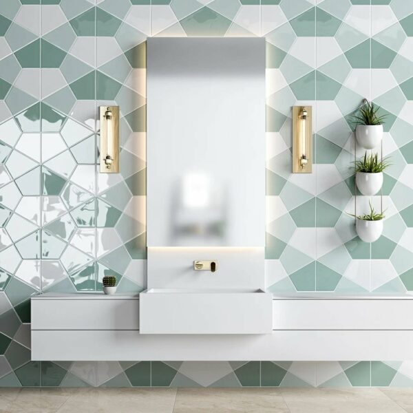 green glossy ceramic bathroom tile