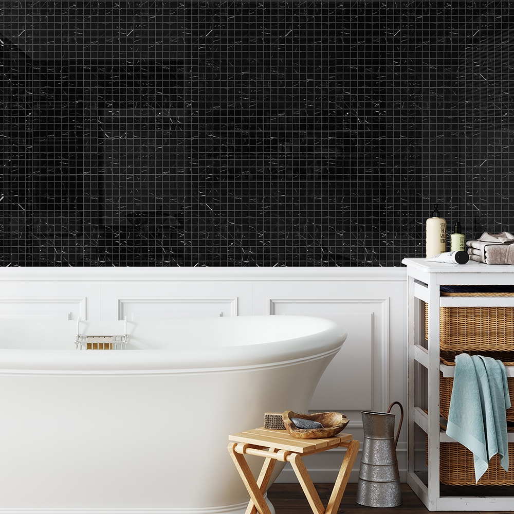 Black marble bathroom mosaic