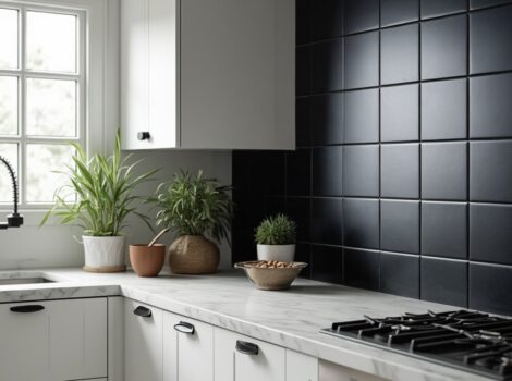 black square ceramic tiles