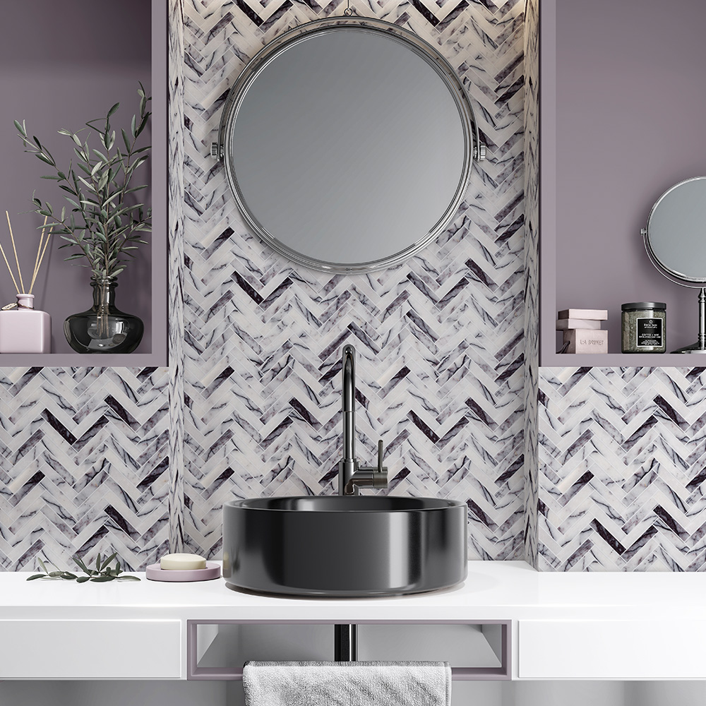 lilac marble mosaic tiles