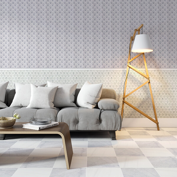 white and grey patterned ceramic wall tile