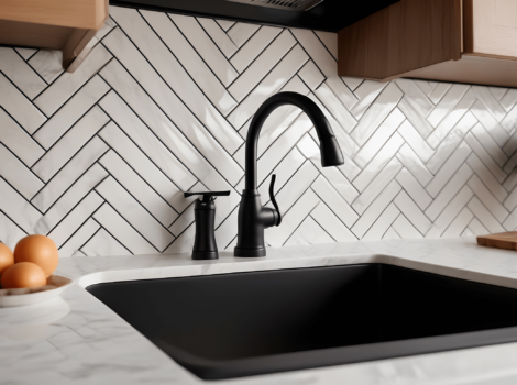 herringbone kitchen backsplash