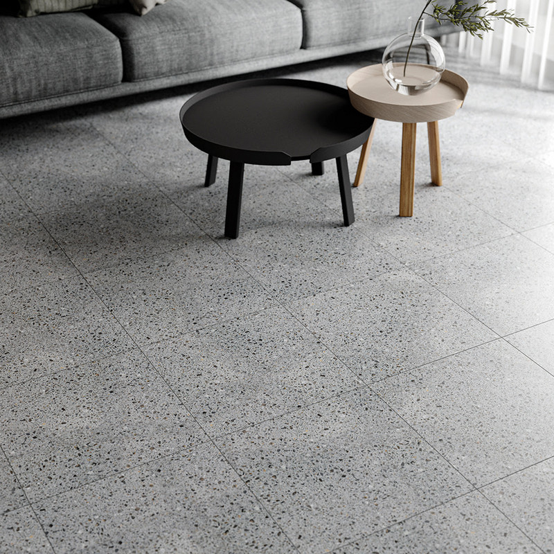 gray terrazzo floor tile