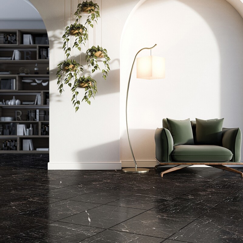 black marble tiles
