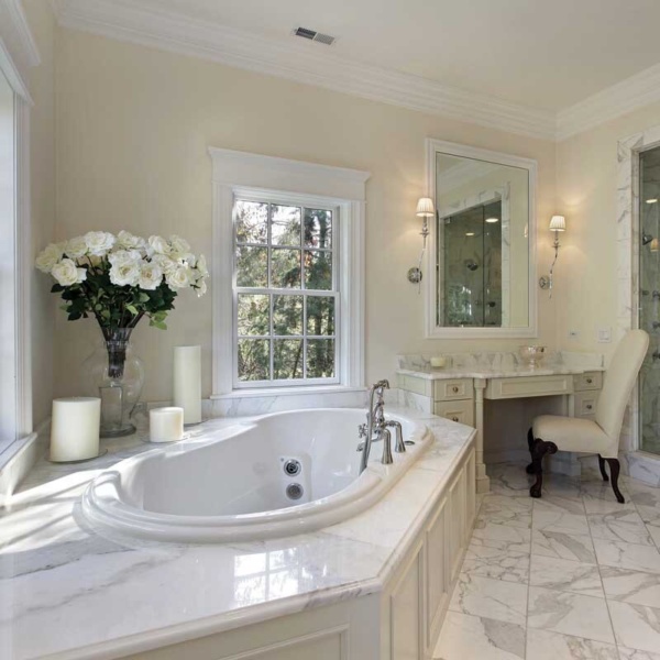 white bathroom tiles