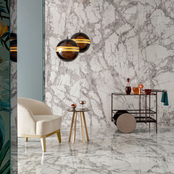white marble tiles