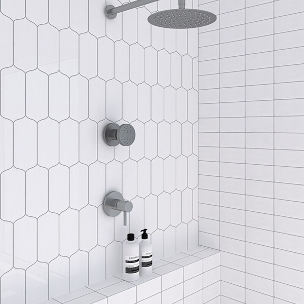 white shower wall tiles
