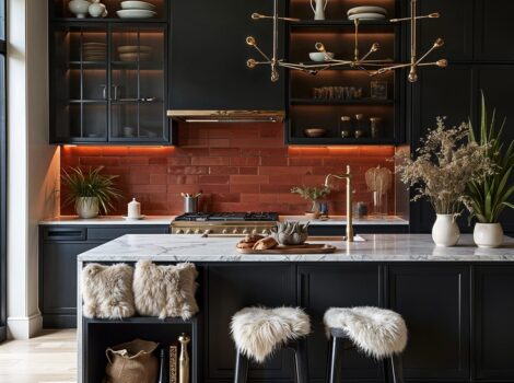 red backsplash tile