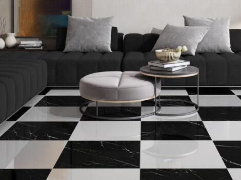 black and white floor tiles
