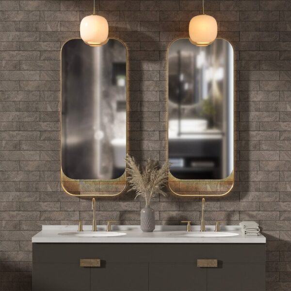 brown backsplash tile