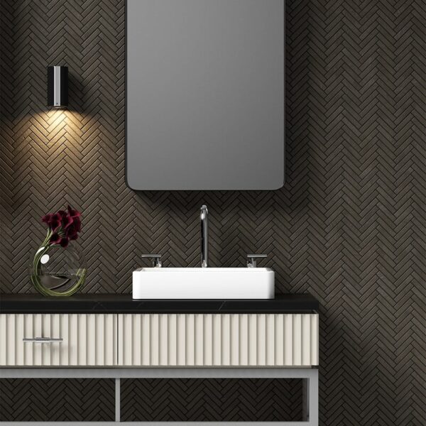 brown herringbone tile