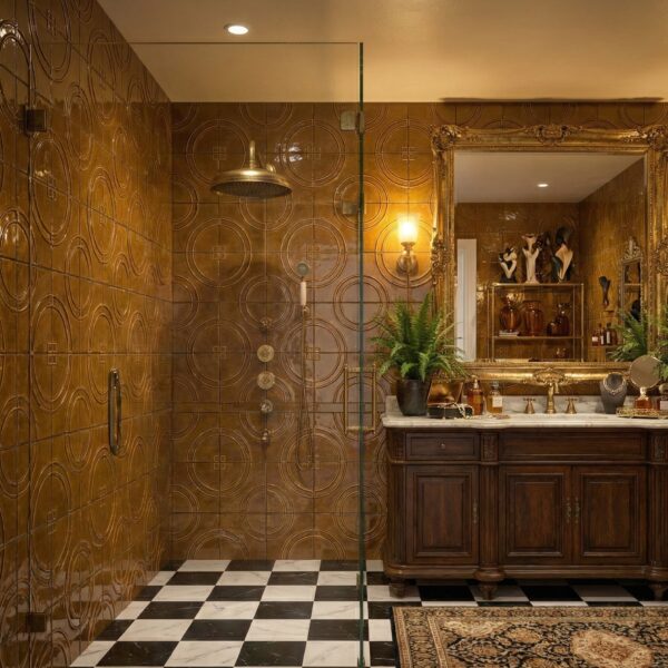 gold ceramic tiles for shower walls