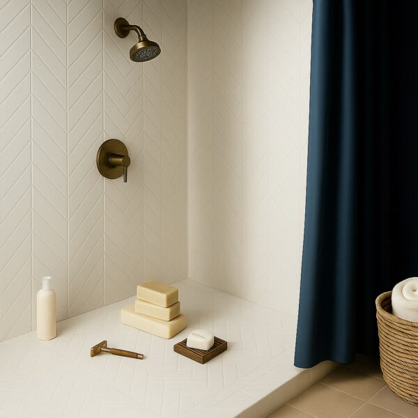white ceramic chevron tile