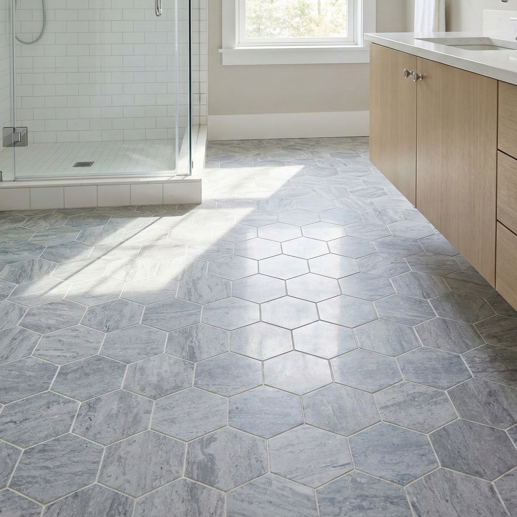 blue marble floor tile