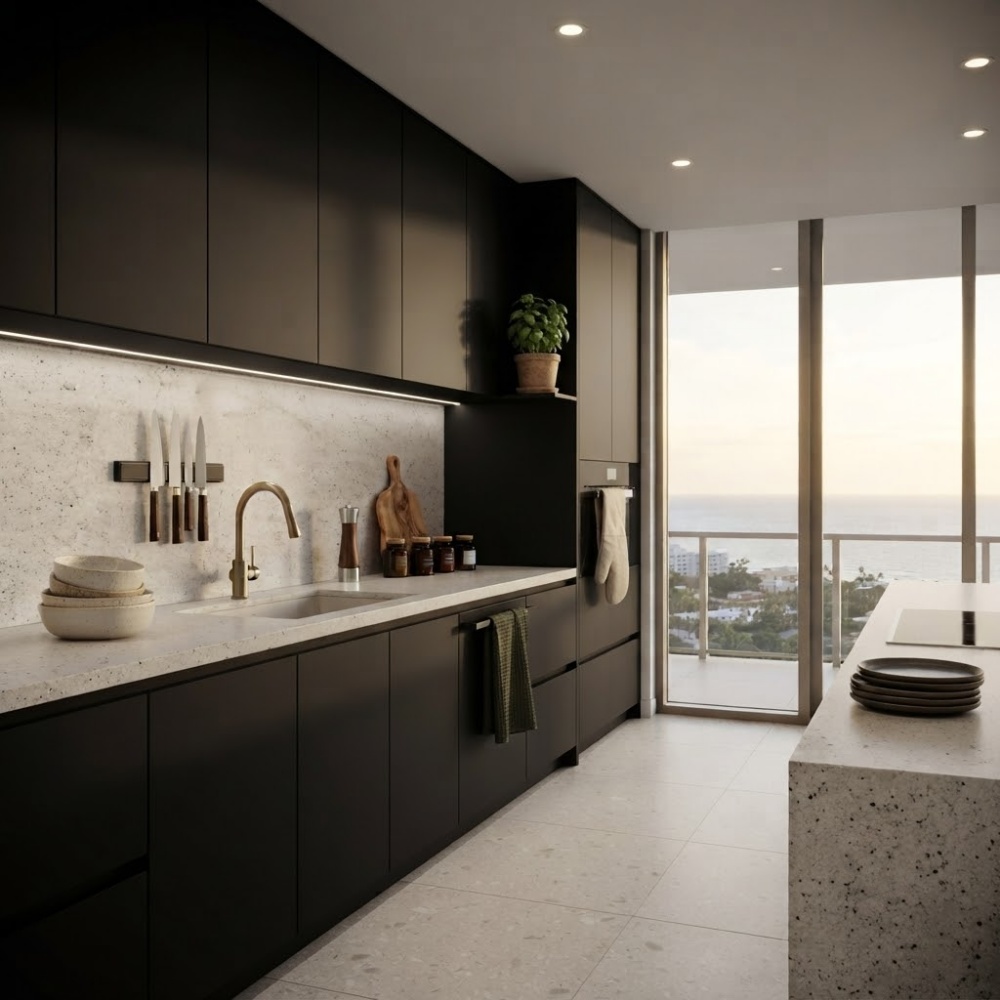 Pitaya multifinish granite slab kitchen countertops in Pompano Beach.