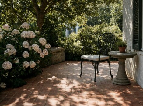 Handcrafted natural terracotta square paver tiles installed on an outdoor patio in Fairfax.