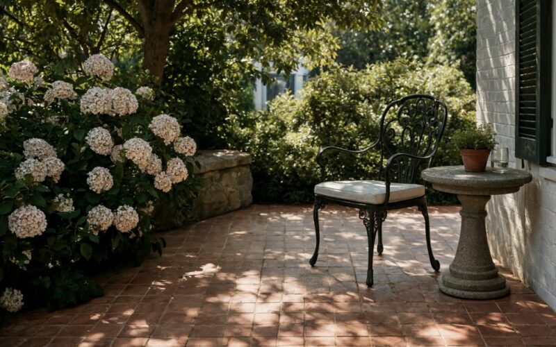 Handcrafted natural terracotta square paver tiles installed on an outdoor patio in Fairfax.