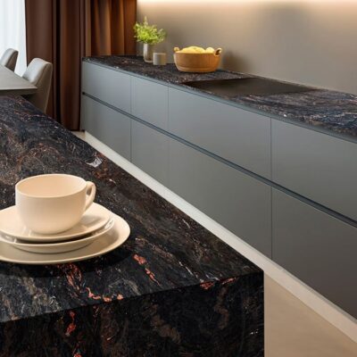 Granite slabs photo featuring a kitchen island and countertop