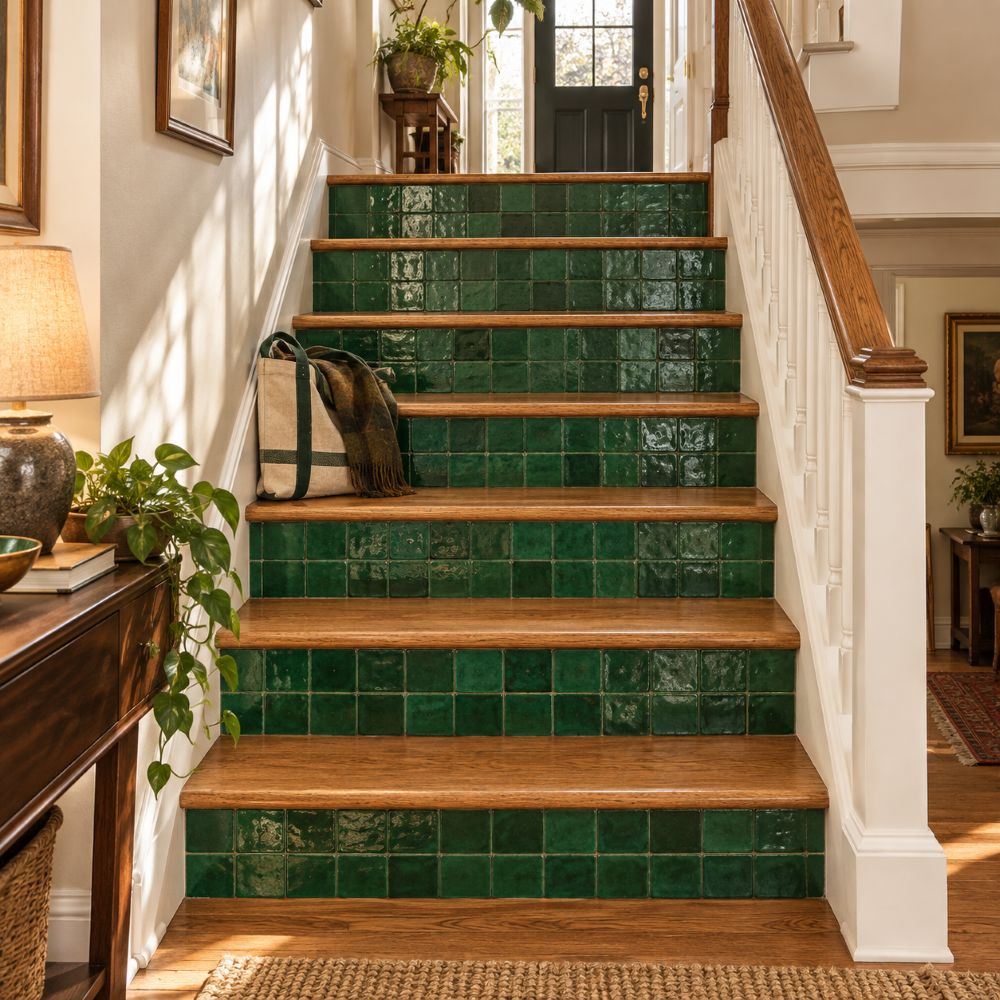Dark green zellige tile in a Fairfax home.