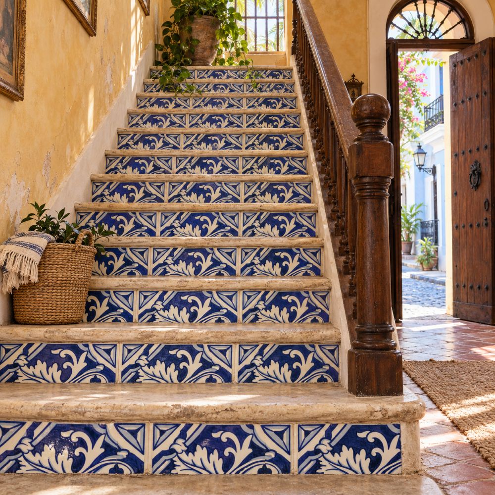 Old San Juan, Puerto Rico with handpainted ceramic tile risers.