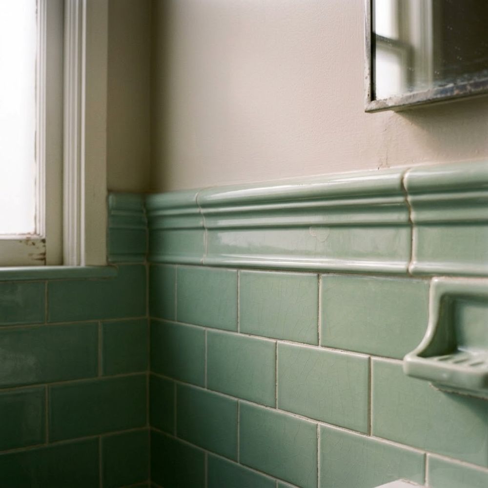 Green glossy ceramic bathroom tile in San Francisco.